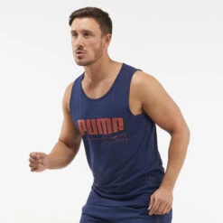 DEBARDEUR PUMA FITNESS COTON BLEU - HOMME