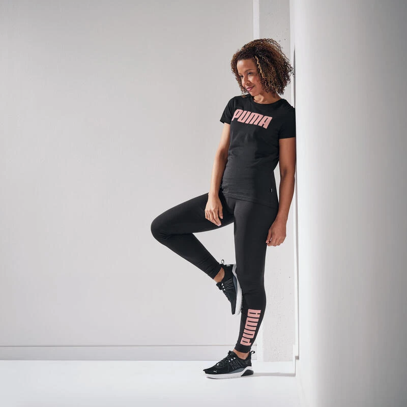 Legging Puma Femme Noir Avec Logo Rose 2 Legging Puma Femme Noir Avec Logo Rose – Image 2