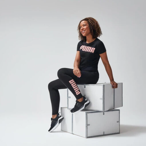 Legging Puma Femme Noir Avec Logo Rose -Puma Soldes Boutique legging puma femme noir avec logo rose