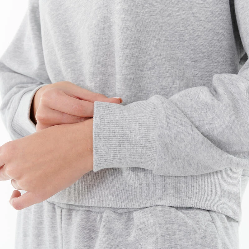 Sweat Crop Top PUMA Coton Femme Gris 4 Sweat Crop Top PUMA Coton Femme Gris – Image 4