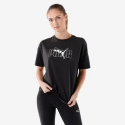 T-shirt PUMA Fitness Manches Courtes Coton Femme Noir